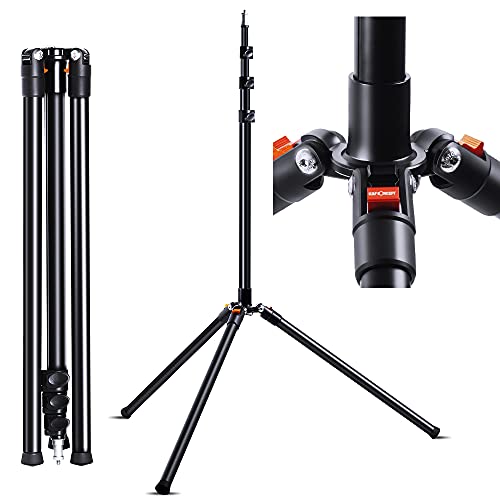 K&F Concept Stativo Fotografico 57Cm-230Cm,Treppiede In Alluminio Caricato A Molla Pieghevole A 180 Gradi Luce Treppiede Carico 4Kg Per Luce Led/Flash