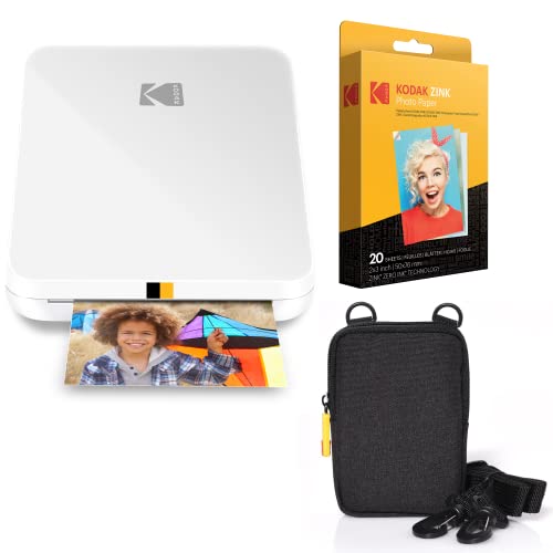 Kodak Stampante Fotografica Mobile Istantanea Step Slim - Kit: Confezione Da 20 Fogli Di Carta Zink, Custodia