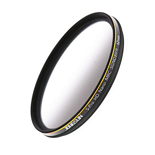 Jongsun Filtro Nd 62Mm, Filtro Densità Neutra Graduado Grigio, 18-Strati Multistrato, Vetro Ottico Schott B270, Csgnd8 (0.9) 3-Stop