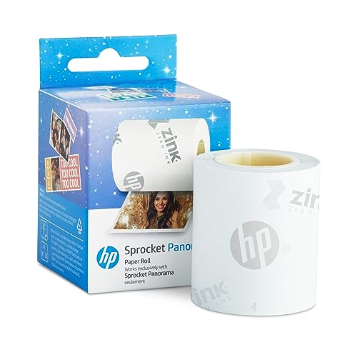 Hp Sprocket Panorama Da 16,4' (5 Metri) Rotolo Di Carta Zink - Rotolo Di Carta Fotografica Istantanea Zink Con Retro Adesivo, A Prova Di Sbavature, Co