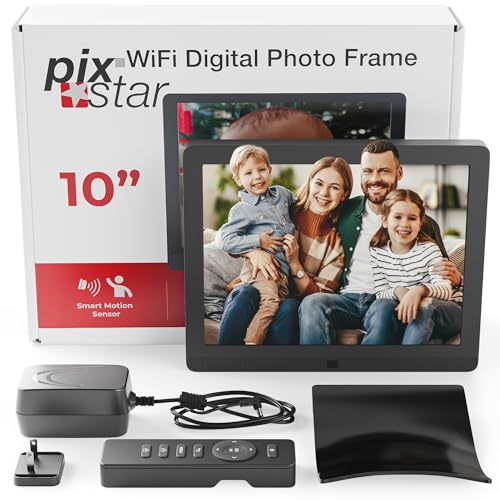 Cornice Digitale Wifi Da 10 Pollici Pix-Star, Condivisione Istantanea Di Video E Foto Via E-Mail O Tramite Un'App, Rilevatore Di Movimento, Schermo Ip