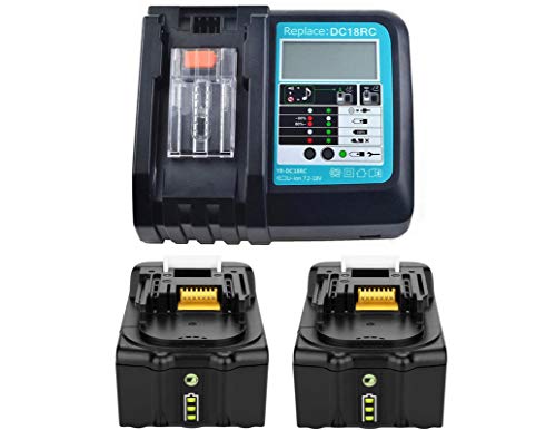 Caricatore Makita Di Ricambio Con 2 Batterie 18 V 5 Ah Per Radio Da Cantiere Makita Bmr100 Bmr102 Dmr100 Dmr110 Dmr101 Dmr103B Bmr104 Bmr103 Dmr104 Dm