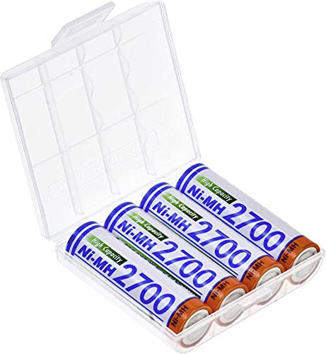 Panasonic Hr-3U + Box Mignon (Aa), Batteria Nimh 2700 Mah, 1,2 V, 4 Pezzi.