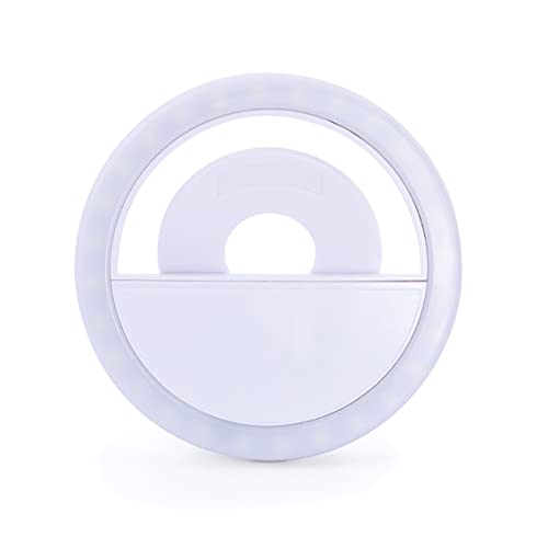 Apm 572013 - Mini Ring Light Per Smartphone - Anello Luminoso Con 20 Led - Luce Fotografica Di Ricarica Micro-Usb - Selfie Ring Light Sotto Forma Di P