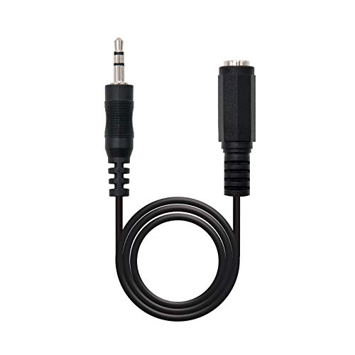 Nanocable 10.24.0205 - Cavo Audio Stereo, Jack 3.5/M-Jack 3.5/H, Maschio-Femmina, Nero, 5Mts