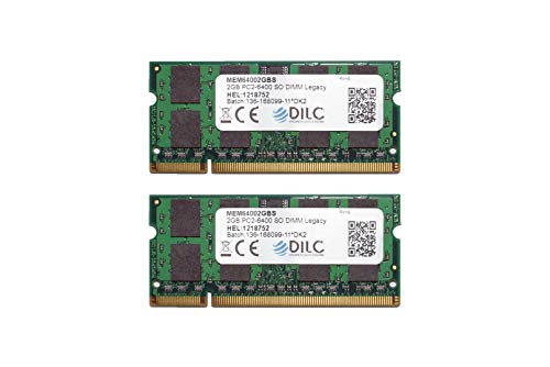 Dilc, Ram Ddr2 Sodimm 2Gb, 2 Memorie Ram Per Pc Portatile, 800Mhz Pc2-6400 (240 Pin), Compatibili Con Computer Portatili/Notebook O Mini Pc Con Slot S