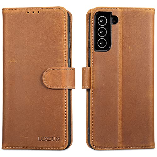 Lensun Cover Per Samsung Galaxy S21 Plus, Custodia In Vera Pelle [Rfid Blocking] Libro Con Portafoglio Chiusura Magnetico Flip Custodie Cuoio Per S21 