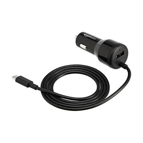 Amazon Basics - Caricabatterie Usb-C (18W) Con Power Delivery, Usb-A (12 W) E Cavo, Nero