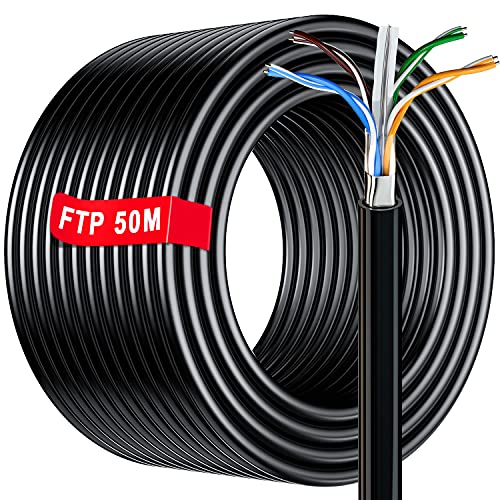 50 Metri - Cavo Schermato Ethernet Cat 6 Da 50M Esterno Interno Impermeabile Direct Burial Cavo Di Rete Lan Cat 6 Ad Alta Velocità Per Internet Veloce