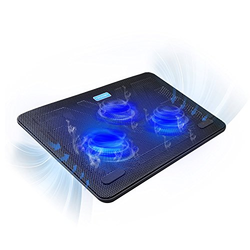 Tecknet Ventola Di Raffreddamento Per Computer Portatile Con Dispositivo Di Raffreddamento A 3 Ventole Con Led E 2 Porte Usb 12"-17Per Laptop