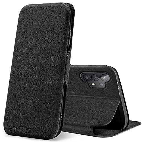 Verco Case Per Samsung Galaxy A32 5G Custodia, Cover A Libro Pelle Pu Per Samsung A32 5G Custodia Premio Booklet Protettiva, Nero