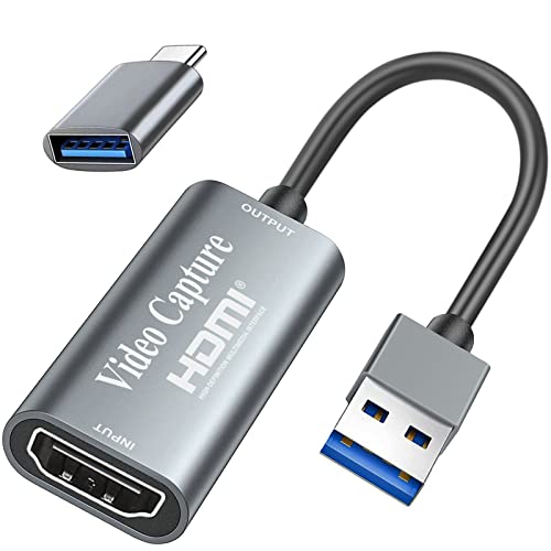 Scheda Di Acquisizione Video Fulfalic Da Hdmi A Usb 4K Full Hd 1080P, Per Editing/Gioco/Video Online(Argento)