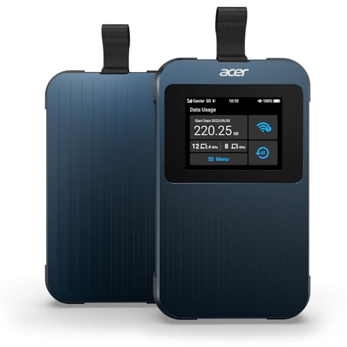 Acer Connect Enduro M3 Router 5G, Mobile Hotspot, Wifi 6 Dual Band, Octa Core 2.4 Ghz, Display 2.4 Pollici Touch, Nanosim, Sim E Vsim, Pacchetto Da 20