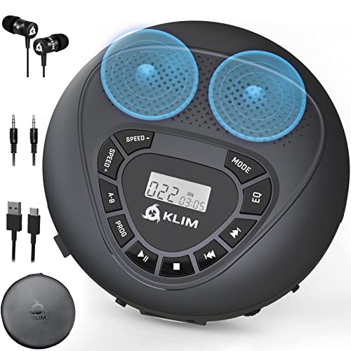 Klim Speaker + Lettore Cd Portatile Con Altoparlanti + Nuovo 2024 + Batteria Ricaricabile + Lettore Cd Stereo Con Auricolari Inclusi + Cd Player + Mic
