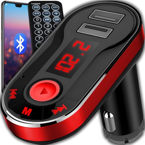 Retoo Trasmettitore Fm Bluetooth Per Auto, Radio Adattatori, Porte Usb 2.1A Doppie, Display Lcd, Caricabatteria Per Auto, Accendisigari Auto, Telecoma