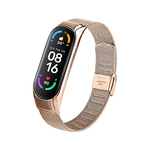 Pacebid Cinturino Compatibile Con Xiaomi Mi Band 6/5, Cinturino In Metallo In Acciaio Inossidabile Con Fibbia Regolabile, Cinturino Sgancio Rapido Di