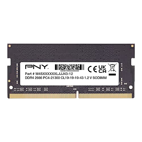 Pny Memoria Per Desktop Ram Performance Ddr4 Sodimm 2666 Mhz 8Gb, Nero