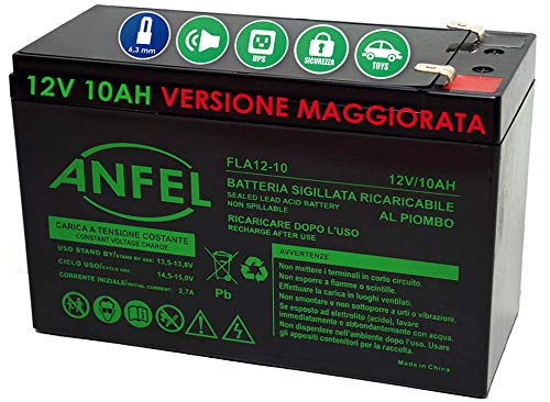 Batteria Ermetica Al Piombo 12 V 10 Ah Ricaricabile, Ups, 150 X 66 X 95