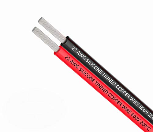 Tuofeng 22Awg Silicone Cavo Elettrico 10 Metri [Nero 5 M Rosso 5 M] 2 Conduttori Linea Parallela Cavo Flessibile E Flessibile 22 Gauge Hook Fino Fili 