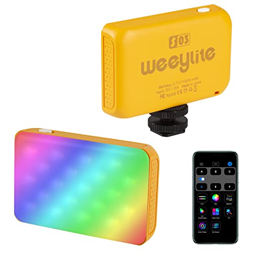 Weeylite S03 Luce Video A Led Rgb,Con Controllo App,Portatile Ricaricabile Cri95+ 2800K-6800K Dimmerabile Illuminazione Fotografica Pannello Lampada P
