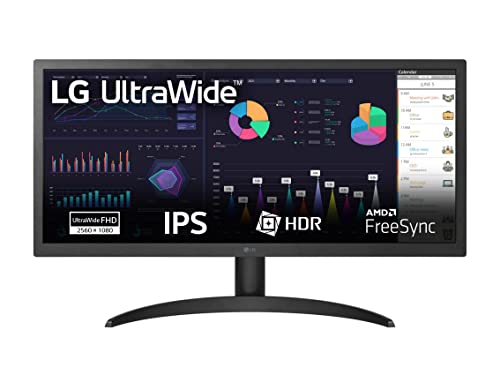 Lg 26Wq500 Monitor 26" Fhd Ultrawide Led Ips Hdr 10, 2560X1080, 1Ms, Amd Freesync 75Hz, Hdmi 2.0 (Hdcp 2.2), Aux, Flicker Safe, Nero