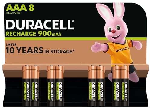 Duracell Batterie Ricaricabili Aaa (Confezione Da 8), 900 Mah Nimh, Pre-Caricate, Lunga Durata