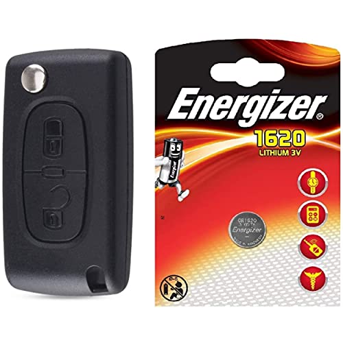 Energy01 Va2 Ce0523 – Cover Chiave Peugeot 107 207 307 308 407 2 Pulsanti Ce0523 Hu83 Lama Senza Graffi, Batteria Su Circuito Stampato + 1 Batteria Cr