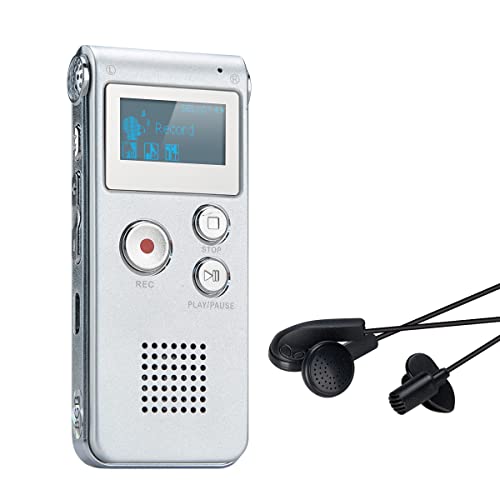 Covvy Portable Digital Voice Recorder Registratore Audio Audio Registratore Digitale Lcd Lettore Mp3-8Gb (Silvery)