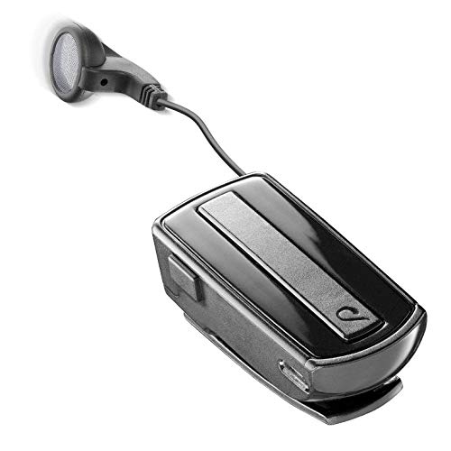 Cellularline | Btclipardp | Auricolare Bluetooth Riavvolgibile Con Clip - Durata Batteria 7H - Ricarica 1,5H - Connessione A 2 Cellulari