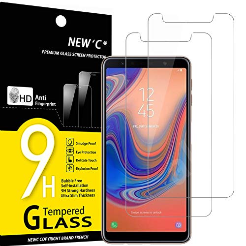 New'C 2 Pezzi, Vetro Temperato Per Samsung Galaxy A7 (2018), Pellicola Prottetiva Anti Graffio, Anti-Impronte, Senza Bolle, Durezza 9H, 0,33Mm Ultra T
