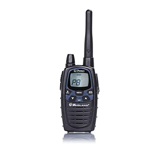 Midland G7 Pro Radio Ricetrasmittente Walkie Talkie Dual Band 8 Canali Pmr446 E 69 Canali Lpd - 1 Ricetrasmettitore, 4 Batterie Ricaricabili Ni-Mh Aa 