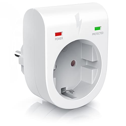 Arendo - Presa Di Protezione Anti Sbalzi Di Tensione - Antifulmine - Fino A 3500 W - Ip 20 - Sicura Prese Integrata - Colore Bianco Opaco
