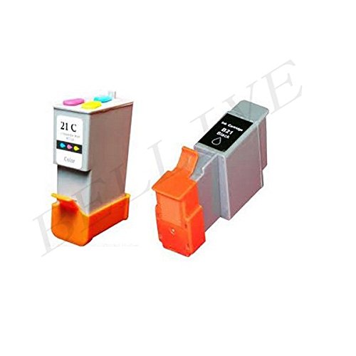 Kit 2 Cartucce Per Canon Bci-21 Bci-24 Colore Bci-21 Bci-24 Nero S300 / S200 / I320 / S330 Photo / I450 / I250 / Mp 370 / I350 / Mp C190 / Mp 360 / Mp