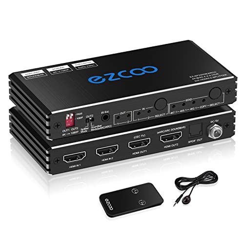 Splitter Hdmi 4K 60Hz Arc/Earc Per Soundbar Hdmi Switch Bi-Direzione 1 In 2 Uscite O 2 Ingresso A 2 Uscite Spdif 5.1Ch Breakout D-Olby Vision Atmos Hd