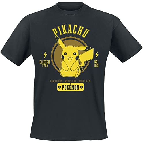 Pokémon Pikachu Uomo T-Shirt Nero L 100% Cotone Regular