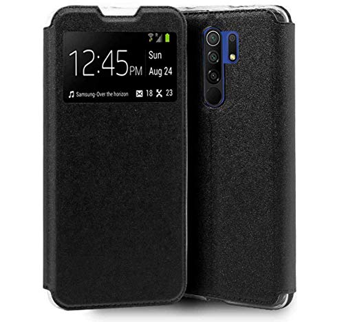 Tumundosmartphone Cover Libro Supporto Con Finestra Per Xiaomi Redmi 9 - Nera