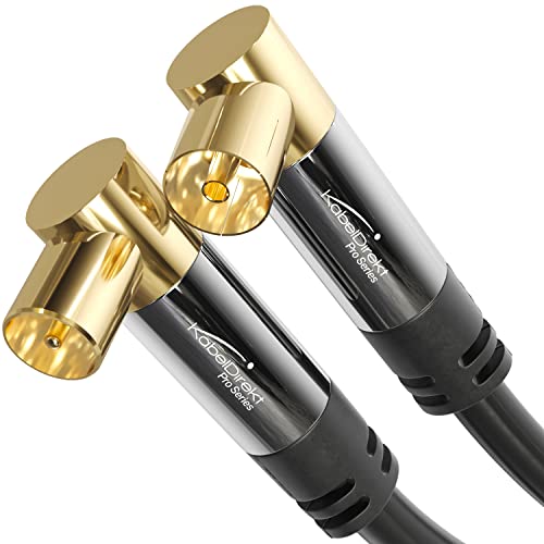 Kabeldirekt Cavo Antenna 4K, Cavo Tv A 90°, Cavo Tv Con Connettore In Metallo Infrangibile Per La Tv Digitale E Analogica – 15 M Connettore Ad Angolo