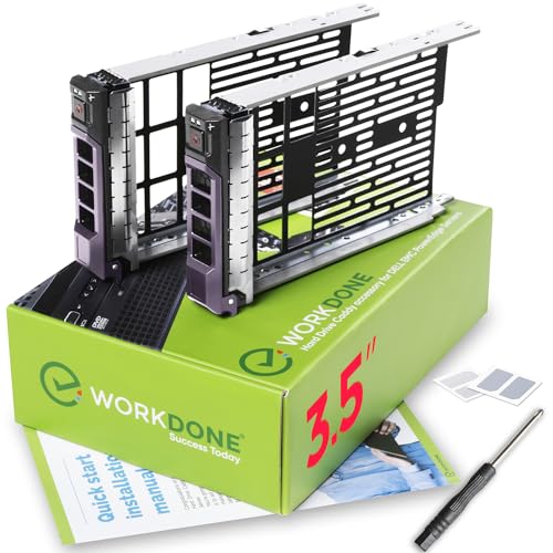 Workdone Confezione Da 2 - Caddy Hard Disk 3,5 Pollici - Compatibile Con Dell Poweredge - Manuale Di Installazione - Etichette Adesive – Cacciavite -