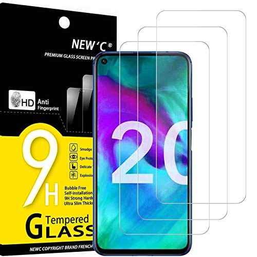 New'C 3 Pezzi, Vetro Temperato Per Honor 20, Honor 20 Pro, Pellicola Prottetiva Anti Graffio, Anti-Impronte, Senza Bolle, Durezza 9H, 0,33Mm Ultra Tra