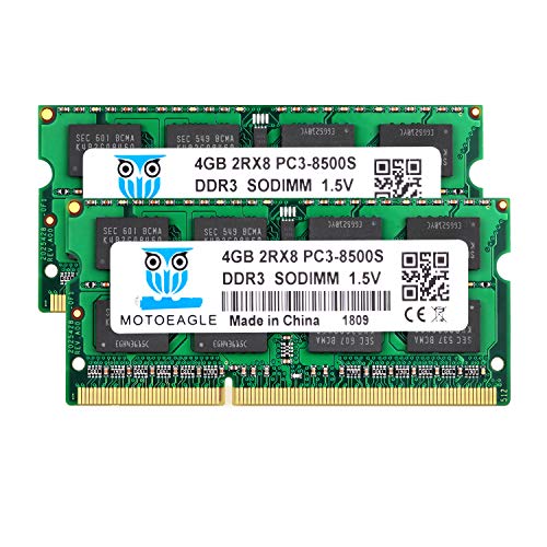 Motoeagle Ddr3 1066Mhz 8Gb Kit (2X4Gb) Pc3-8500 Sodimm 4Gb Unbuffered Non-Ecc 1.5V Cl7 2Rx8 Pc3-8500S 204-Pin Memoria Laptop