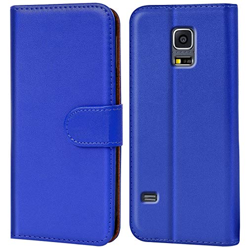 Verco Custodia Per Samsung Galaxy S5 Mini, Case Per Galaxy S5 Mini Cover Pu Pelle Portafoglio Protettiva, Blu