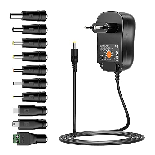 Zolt 34W Alimentatore Ac Dc 3V 4.5V 5V 6V 7.5V 9V 12V 1A 2A Alimentatore Switching Con Porta Usb 5V 2A E 10 Adattatori Spina Dc Per Elettronica