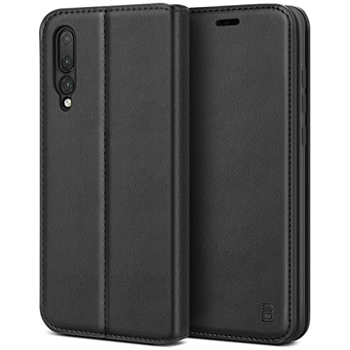 Bez Cover Huawei P20 Pro, Custodia Per Huawei P20 Pro Protettiva Portafoglio In Pelle Con Porta Carta Di Credito, Kick Stand, Chiusura Magnetica, Nero