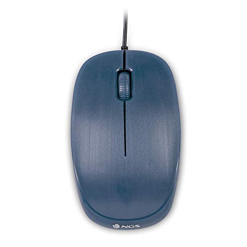 Ngs Flame Blue - Mouse Ottico 1000Dpi Con Cavo Usb, Mouse Per Computer O Laptop Con 3 Pulsanti, Ambidestro, Blu