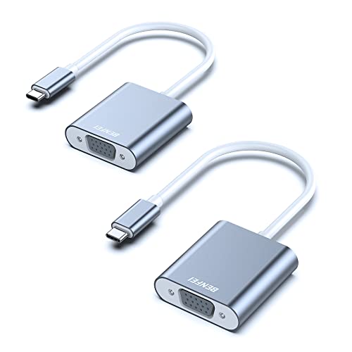 Benfei Adattatore Usb C A Vga, 2 Confezioni Adattatore Usb Tipo C A Vga [Compatibile Thunderbolt 3/4] Maschio A Femmina, Convertitore Per Iphone 15 Pr