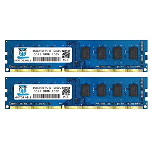 Motoeagle 4Gb 2Rx8 Pc3 Pc3L 12800U 8Gb Kit (4Gbx2) Ddr3 Ddr3L 1600 Mhz Udimm 1.35V/1.5V 240-Pin Memoria Desktop