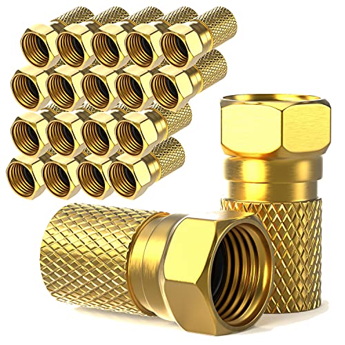 Connettore F 7Mm Avvitabile | 20 Pezzi Connettori Placcati Oro | Guarnizione In Gomma | Dado Largo | Per Cavo Antenna Coassiale | Cavo Sat Coassiale |