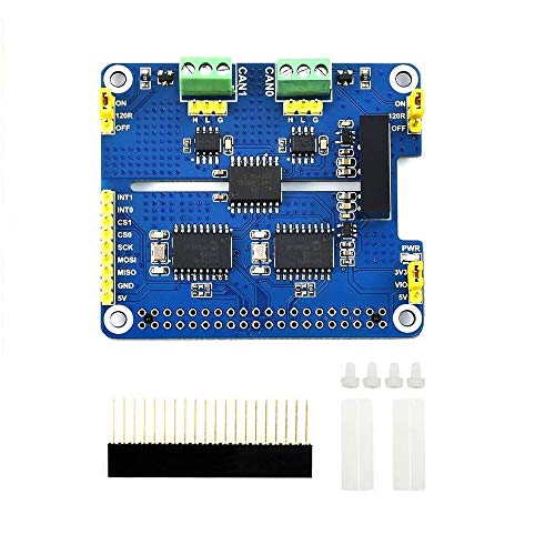 2-Ch Can Hat 2-Channel Isolated Can Bus Expansion Hat Board For Raspberry Pi 4B/3B+/3B/2B/Zero/Zero W,Mcp2515 + Sn65Hvd230 Dual Chips Solution With Mu
