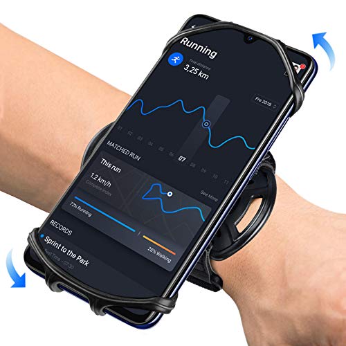 Hlomom Porta Cellulare Braccio, 360° Rotazione Fascia Porta Cellulare Running Per Jogging Trekking Palestra, Fascia Da Braccio Regolabile Compatibile
