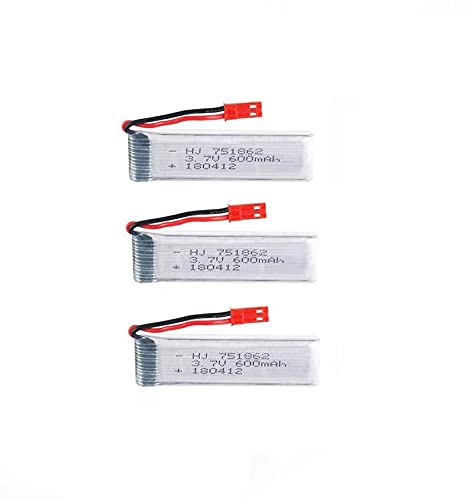 Yunique Green-Clean-Power - Set 3 Batterie Lipo 3.7V 600Mah Per Droni Rc | Compatibili Con Udi U817, Wltoys V959, V222 E Altri Modelli | Prestazioni D